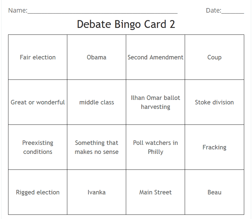 Debate bingo