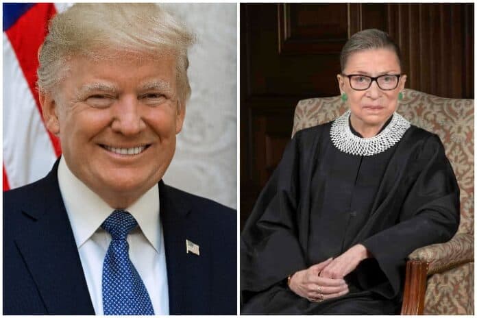 trump learns of ruth bader ginsburg's death