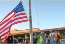 Veterans Raise American Flag Back Up Outside Longfellow Middle School longfellow school wauwatosa