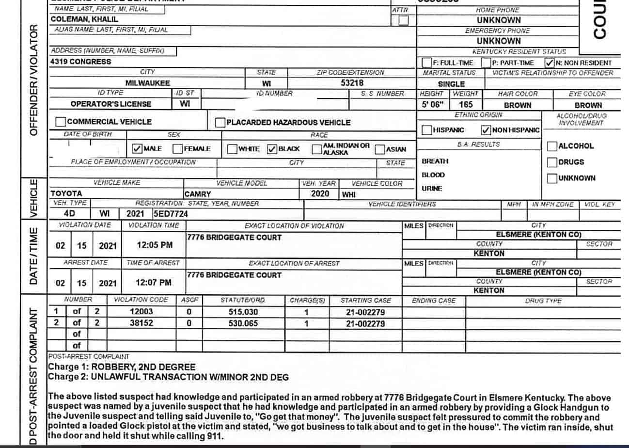 Khalil coleman arrested