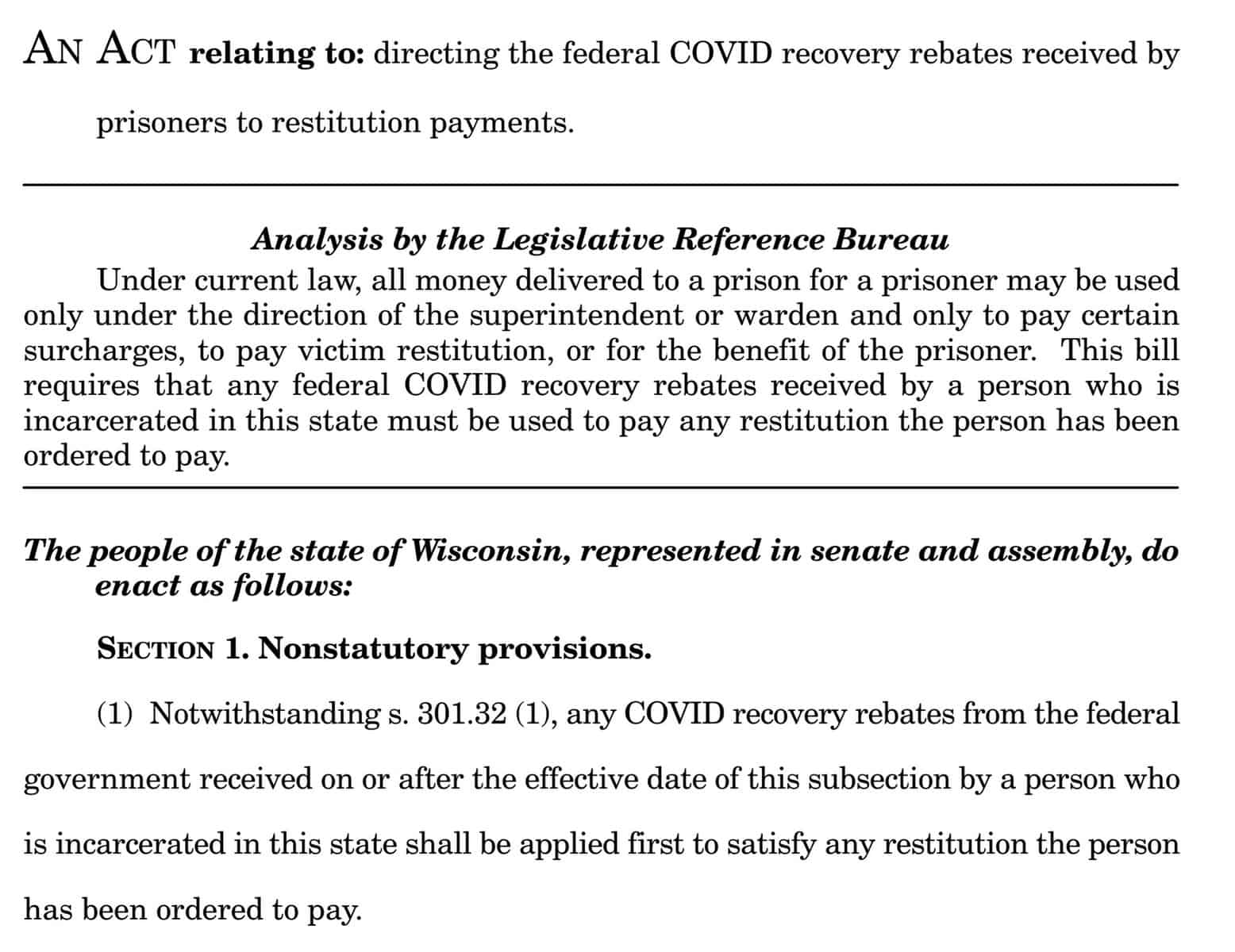 Inmate stimulus checks