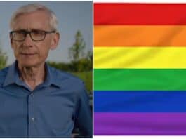 tony evers rainbow pride flag