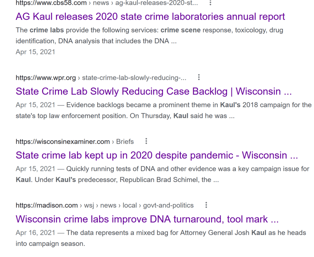 Wisconsin crime lab