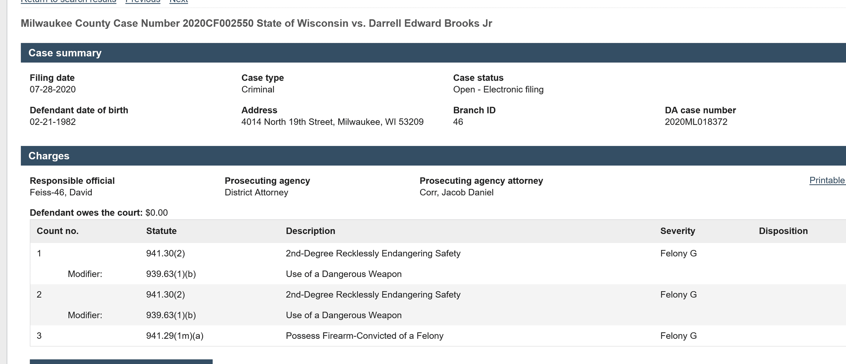 Darrell brooks criminal record