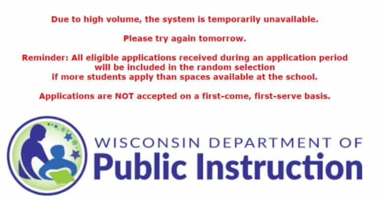 Website Crashes as State Parents Flood Wisconsin Private School Choice Enrollment Website Crashes as State Parents Flood Wisconsin Private School Choice Enrollment
