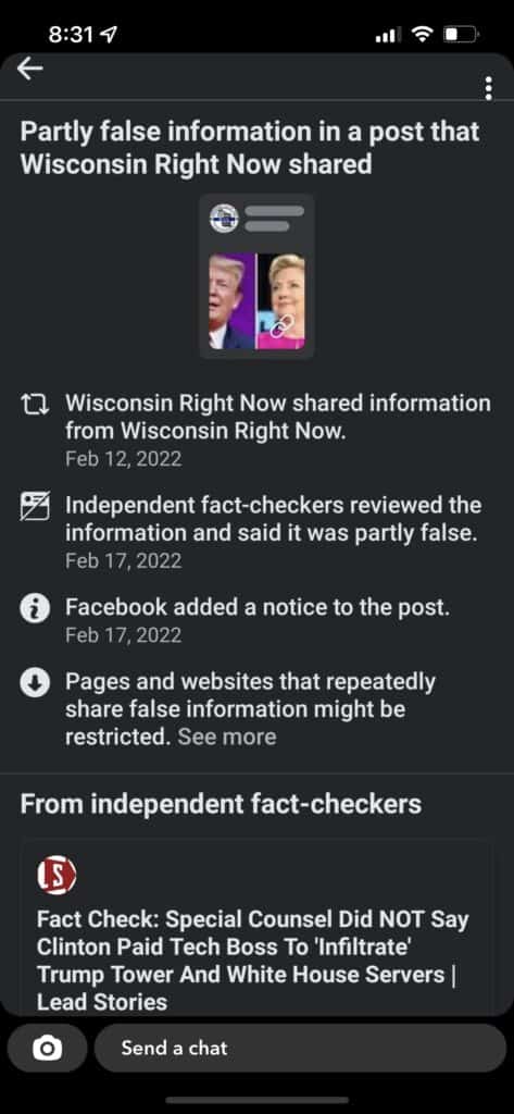 Facebook unpublishes wisconsin right now
