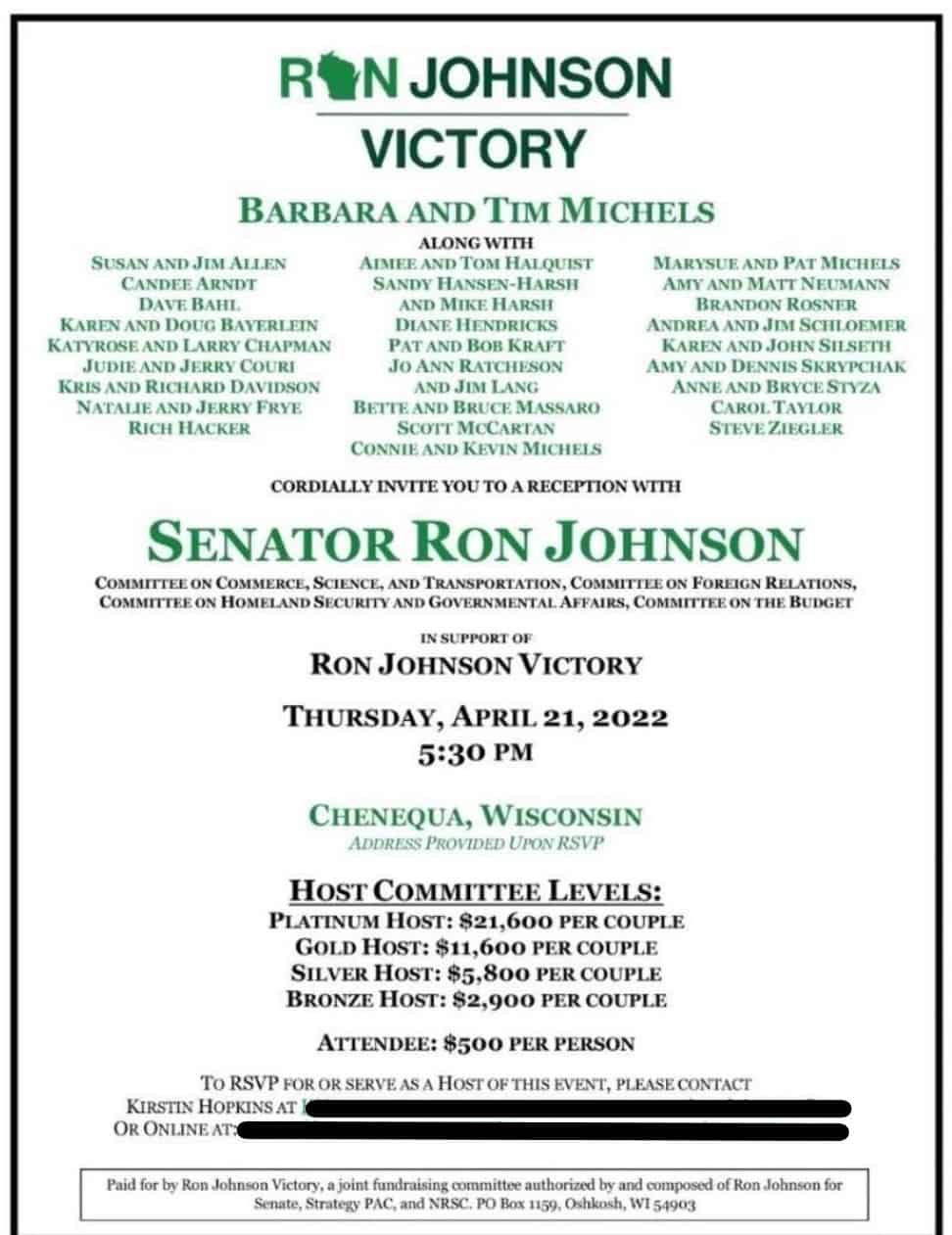 Ron johnson fundraiser