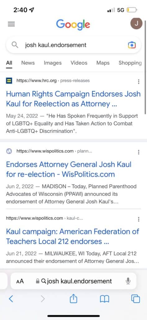Josh kaul endorsement