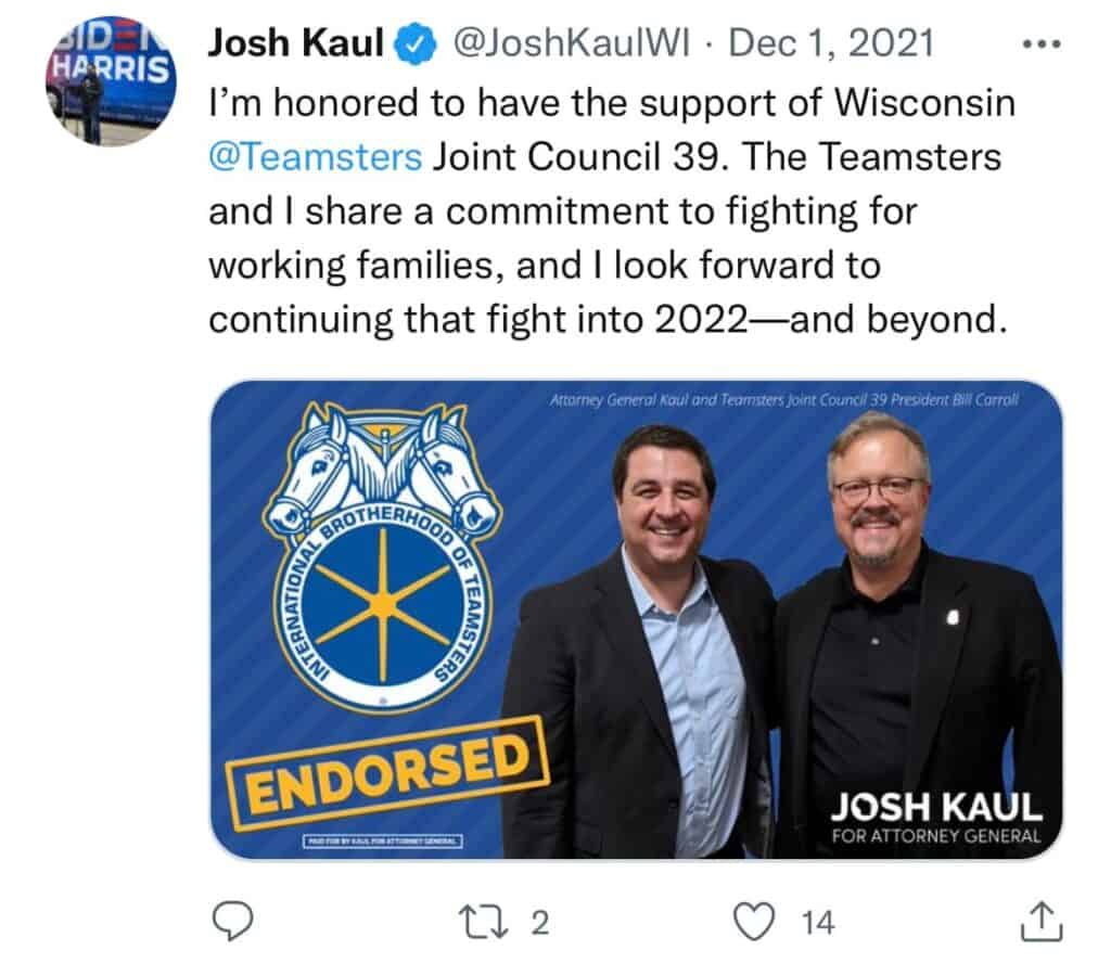 Josh kaul endorsement