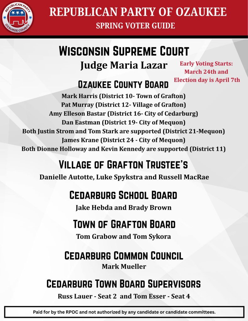 Ozaukee County Candidates Ozaukee county